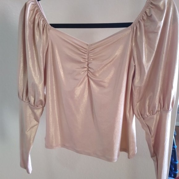 Sale! NWT Missguided Blush Shimmer Sweetheart Neck Milkmaid Top US 6 - Picture 8 of 9